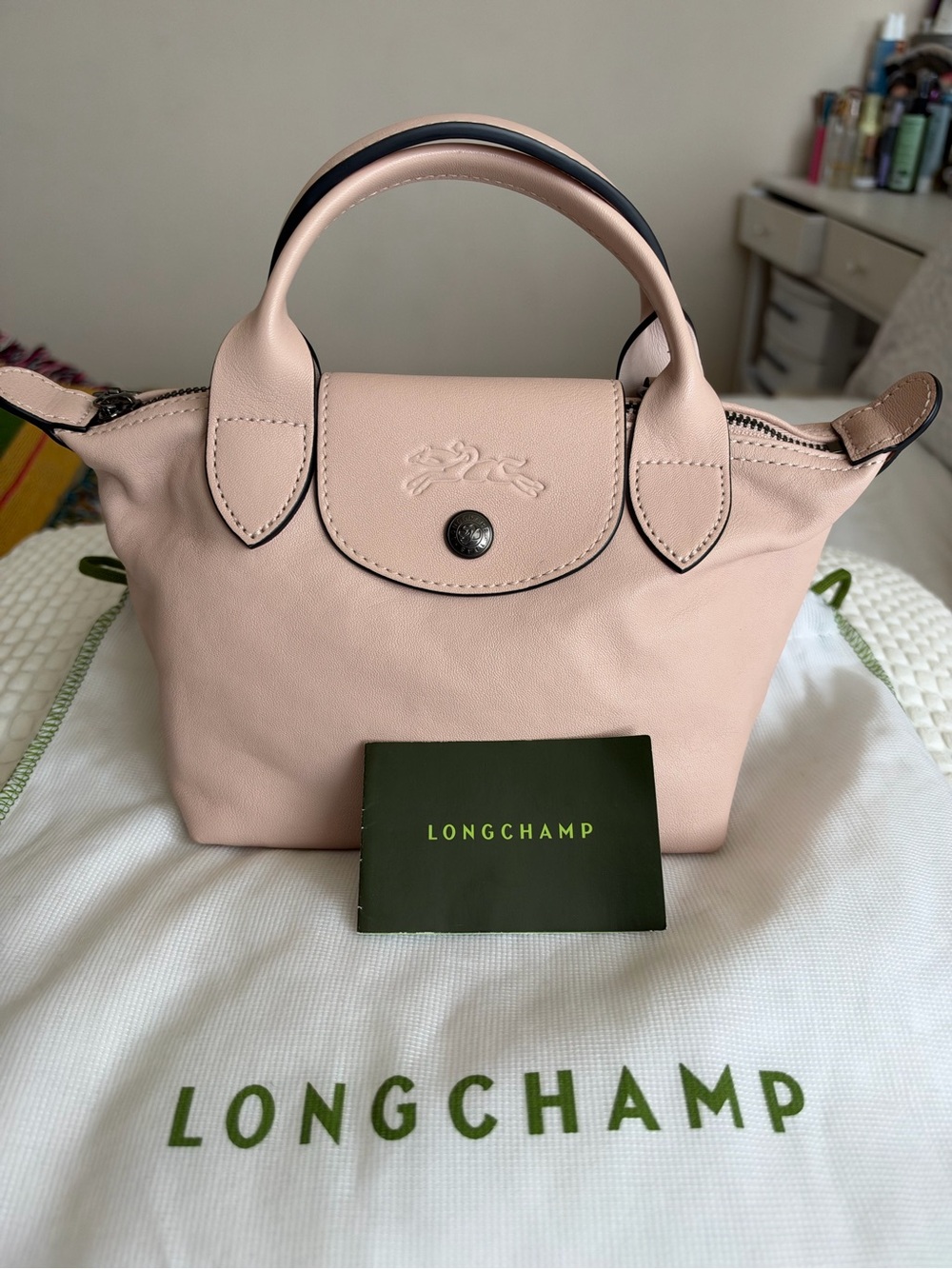 Longchamp Small Crossbody Top-Handle Bag in Blush Pink